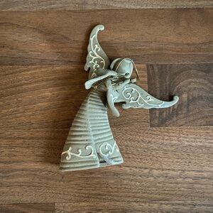 Clay Angel Ornament holding harp